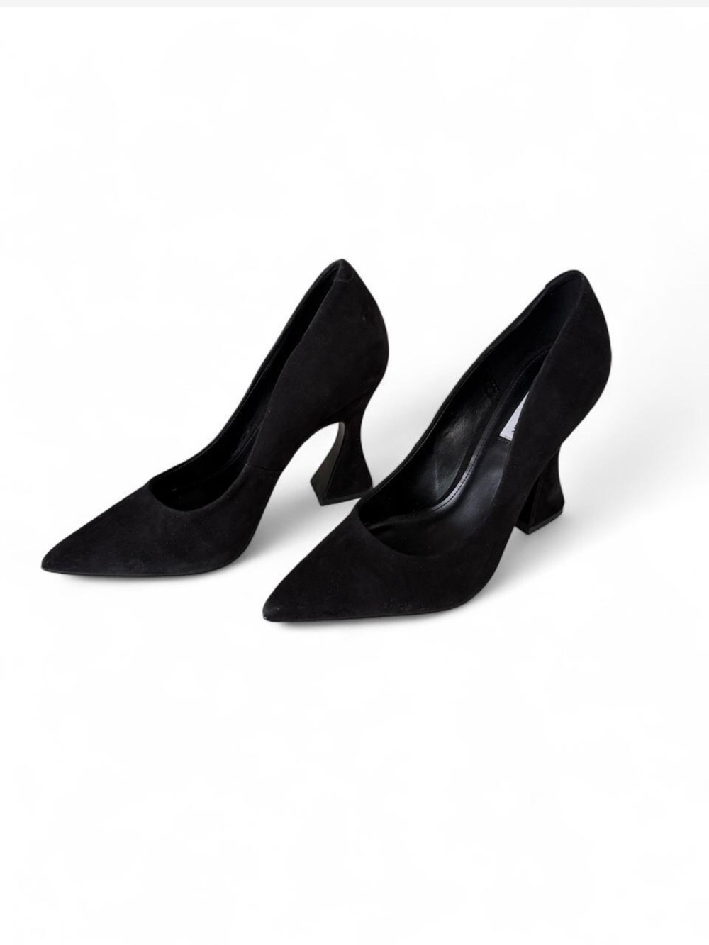 Zana Black Suede Pointed Toe Sculpted Heel Pumps size 9